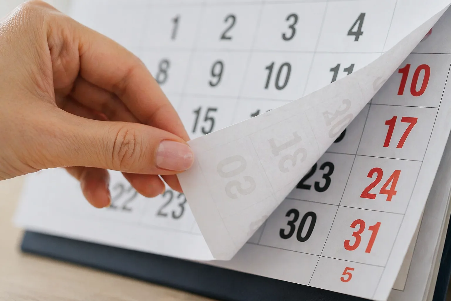 Kalender wird umgeblättert